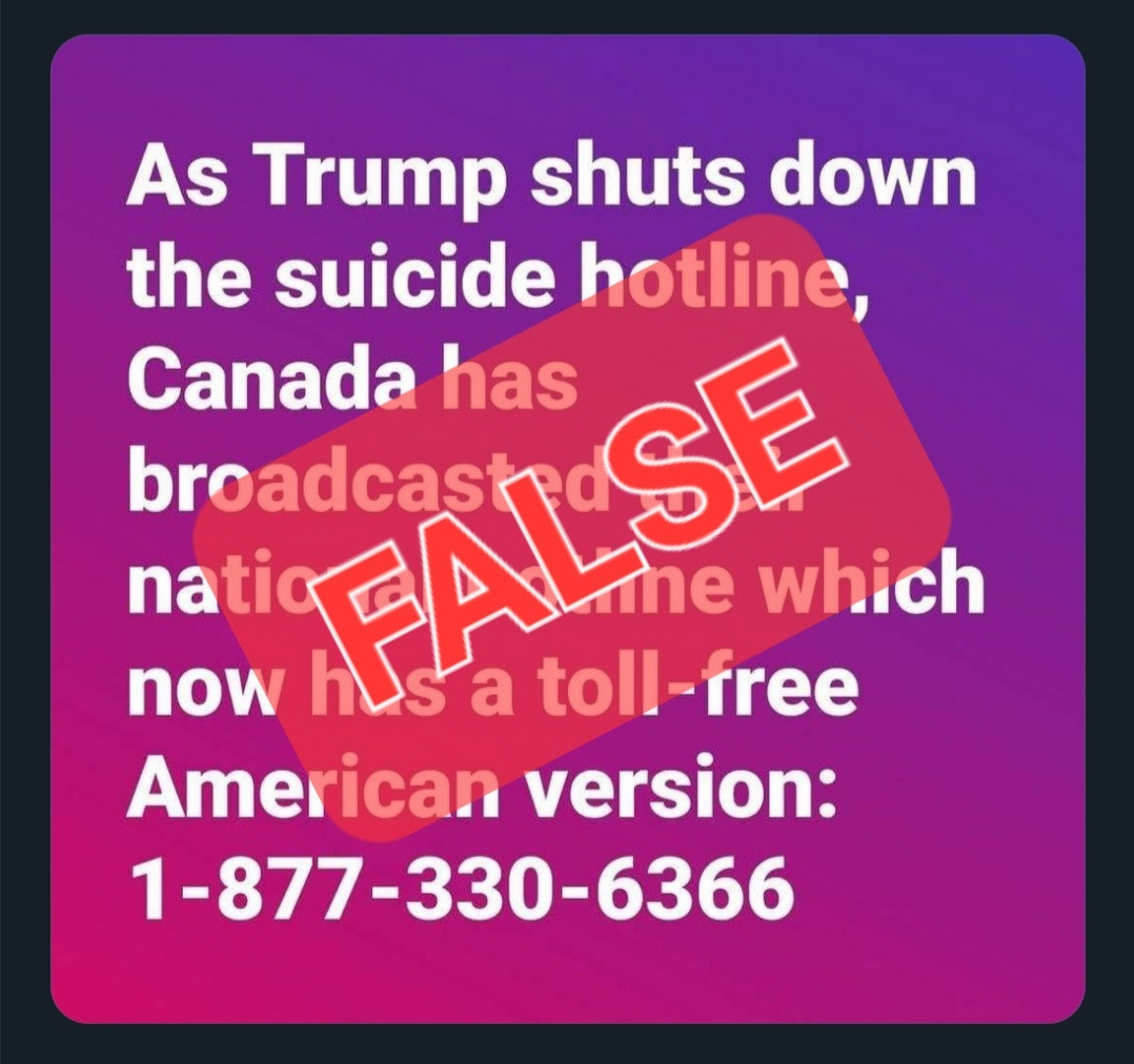 An image with FALSE stamped on it, crossed-out text is the same as the tweet in previous image