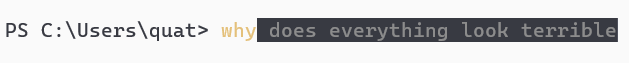 Dark grey text on black background clashing with the color theme